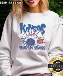 Alt Text: Premium Kansas Jayhawks Beak 'Em Hawks Slam Sweatshirt featuring vibrant team colors and bold logo design.