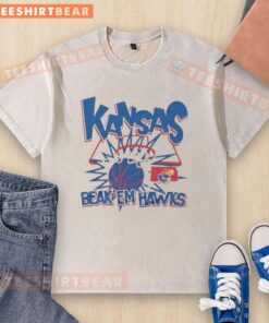 Premium Kansas Jayhawks Beak Em Hawks Slam Washed T-Shirt featuring vibrant team colors and logo for dedicated fans.
