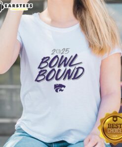 Premium Kansas State Wildcats 2025 Bowl Bound ladies tee in purple, featuring team logo and stylish design for fans.