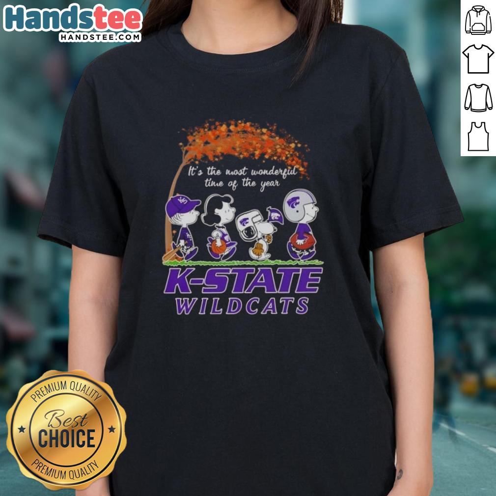 premium-kansas-state-wildcats-x-peanuts-snoopy-and-friends-autumn-its-the-most-wonderful-time-ladies-tee Premium Kansas State Wildcats X Peanuts Snoopy and Friends autumn ladies tee, perfect for fall fans and game day.