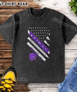 Premium Kansas State Wildcats X Teacher American Flag Washed T-Shirt featuring a stylish design and vibrant colors.