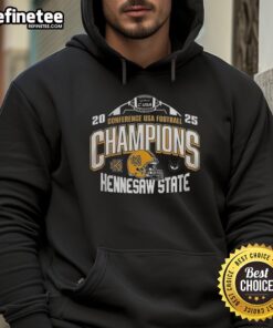Premium Kennesaw State 2025 C-USA Football Conference Champions Hoodie in black with team logo and championship graphics.