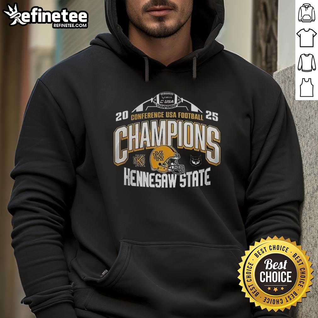 premium-kennesaw-state-2025-c-usa-football-conference-champions-hoodie Premium Kennesaw State 2025 C-USA Football Conference Champions Hoodie in black with team logo and championship graphics.