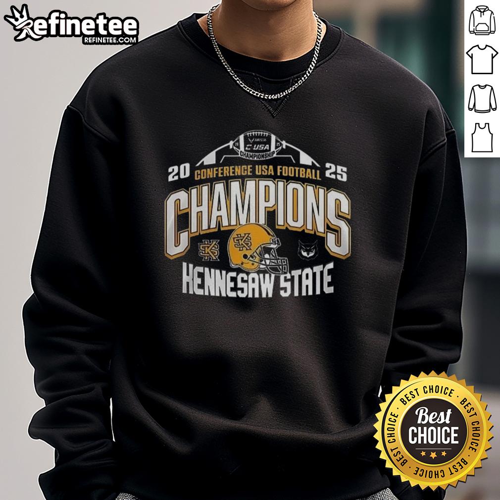 premium-kennesaw-state-2025-c-usa-football-conference-champions-sweatshirt Alt Text: Premium Kennesaw State 2025 C-USA Football Conference Champions sweatshirt featuring logo and winning design.