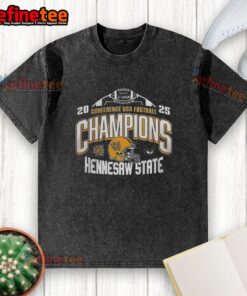 Premium Kennesaw State 2025 C-USA Football Conference Champions washed t-shirt showcasing team pride and style.
