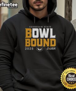 Premium Kennesaw State Owls 2025 Bowl Bound Hoodie in black, featuring team logo and comfortable fit for fans.
