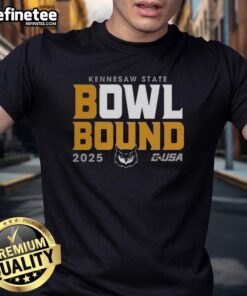 Premium Kennesaw State Owls 2025 Bowl Bound T-Shirt featuring team colors and logo, perfect for fans celebrating the season.