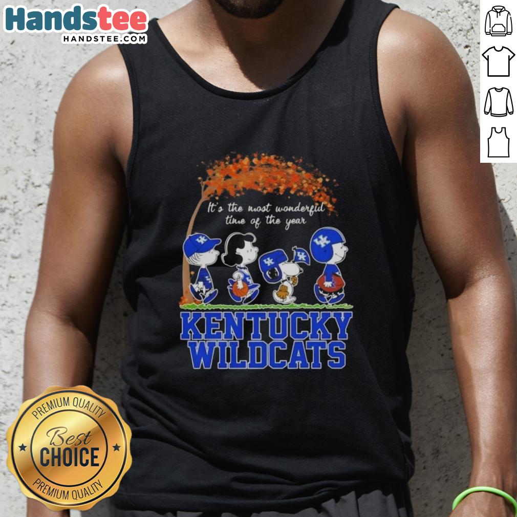 premium-kentucky-wildcats-x-peanuts-snoopy-and-friends-autumn-its-the-most-wonderful-time-tank-top Premium Kentucky Wildcats X Peanuts Snoopy and Friends autumn tank top featuring vibrant graphics and festive design.