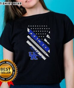 Premium Kentucky Wildcats X Teacher American Flag Ladies Tee showcasing vibrant design for fans and educators.