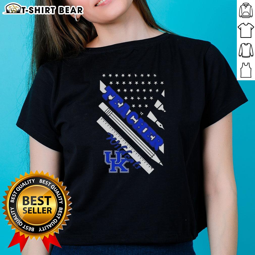 Premium Kentucky Wildcats X Teacher American Flag Ladies Tee Premium Kentucky Wildcats X Teacher American Flag Ladies Tee showcasing vibrant design for fans and educators.
