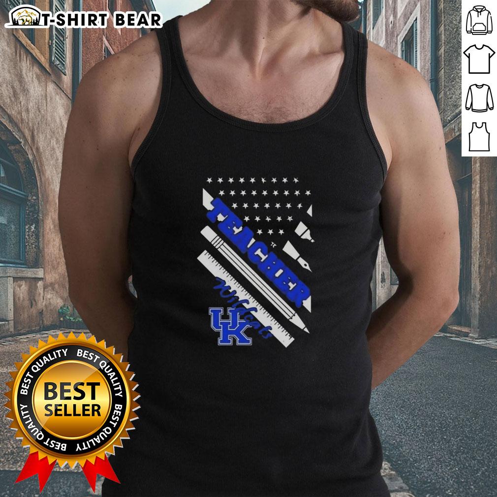 Premium Kentucky Wildcats X Teacher American Flag Tank Top Premium Kentucky Wildcats X Teacher American Flag Tank Top featuring a patriotic design for fans and educators.