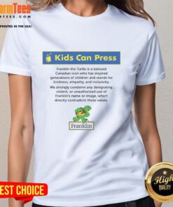 Alt Text: Premium Kids Can Press Turtle Franklin Ladies Tee featuring a vibrant turtle design, perfect for stylish young girls.