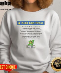 Alt Text: Premium Kids Can Press Turtle Franklin Sweatshirt featuring a playful turtle design, perfect for stylish children's wear.