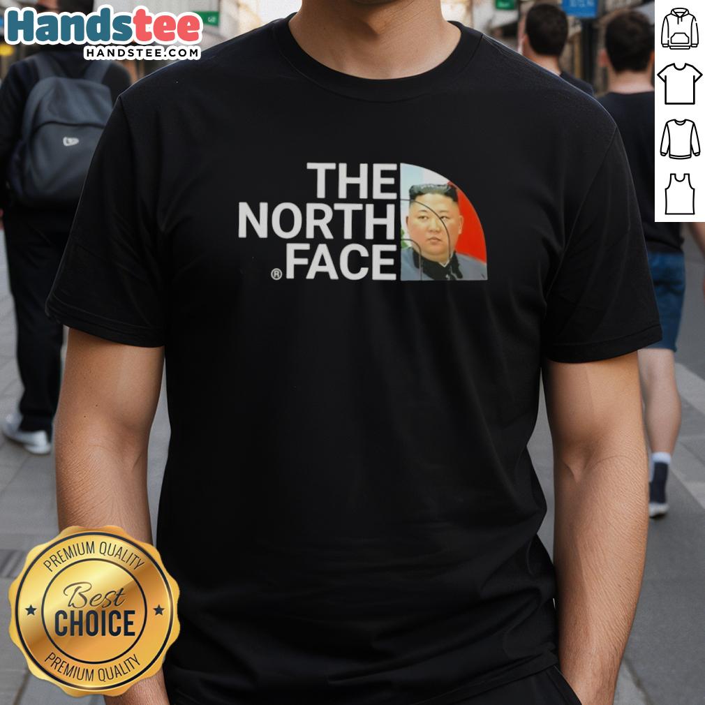 premium-kim-jong-un-the-north-face-t-shirt-1 Alt Text: Premium Kim Jong-Un The North Face T-Shirt featuring a unique design, perfect for fans of political fashion and streetwear.