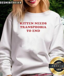 Alt Text: Premium kitten sweatshirt promoting the end of transphobia with a cute design, perfect for cat lovers and activists.