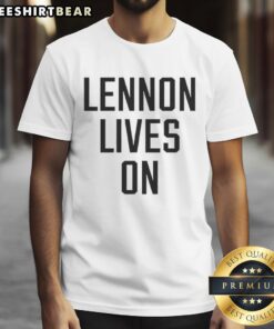 Premium Lennon Lives On T-Shirt featuring iconic design and vibrant colors, perfect for fans of John Lennon and music lovers.