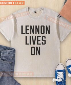Premium Lennon Lives On Washed T-Shirt featuring iconic artwork and soft fabric, perfect for music lovers and casual wear.