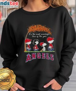 Alt Text: Premium Los Angeles Angels X Peanuts Snoopy and Friends autumn sweatshirt, perfect for cozy fall days.