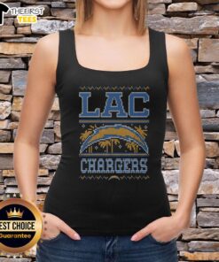 Premium Los Angeles Chargers holiday tank top featuring team colors and festive design, perfect for game day or casual wear.