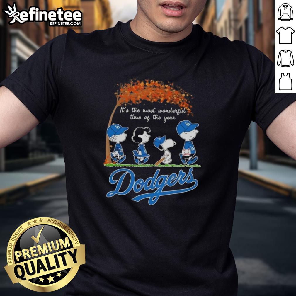 premium-los-angeles-dodgers-x-peanuts-snoopy-and-friends-autumn-its-the-most-wonderful-time-of-the-year-t-shirt Premium Los Angeles Dodgers X Peanuts Snoopy and Friends autumn T-shirt celebrating the most wonderful time of the year.