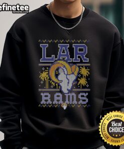 Premium Los Angeles Rams holiday sweatshirt in festive colors, perfect for fans celebrating the season in style.