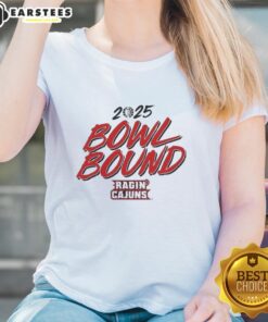 Premium Louisiana Ragin Cajuns 2025 Bowl Bound ladies tee featuring vibrant team colors and stylish design.
