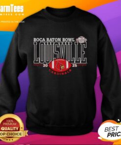 Alt Text: Premium Louisville Cardinals 2025 Boca Raton Bowl logo sweatshirt showcasing team spirit and style.