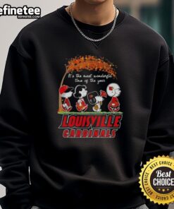 Premium Louisville Cardinals X Peanuts Snoopy sweatshirt for autumn, celebrating the most wonderful time of the year.