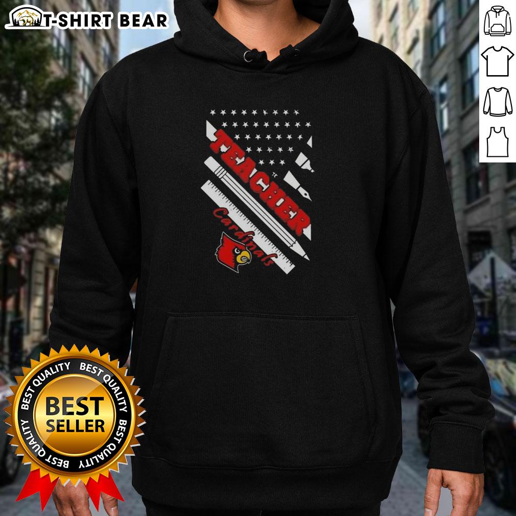 Premium Louisville Cardinals X Teacher American Flag Hoodie Premium Louisville Cardinals X Teacher American Flag Hoodie showcasing vibrant design and comfortable fit for fans.