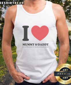 Premium Love Mummy and Daddy tank top featuring 'Lu is Mummy and Jarch is Daddy' design for family matching outfits.