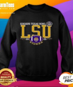 Premium LSU Tigers 2025 Kinders Texas Bowl logo sweatshirt featuring vibrant team colors and stylish design.
