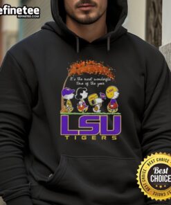 Premium LSU Tigers X Peanuts Snoopy hoodie for autumn, featuring 'It's the Most Wonderful Time of the Year' design.
