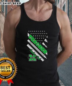 Premium Marshall Thundering Herd X Teacher American Flag Tank Top featuring a vibrant design for fans and educators.