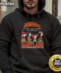 Premium Maryland Terrapins X Peanuts Snoopy hoodie for autumn, celebrating the most wonderful time of the year.