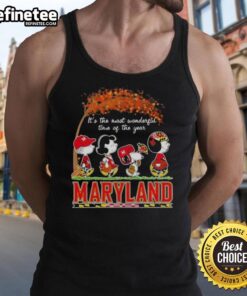 Premium Maryland Terrapins X Peanuts Snoopy tank top for autumn, celebrating 'It's the Most Wonderful Time of the Year'.