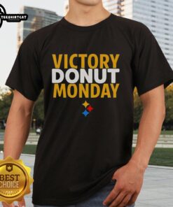 Premium Max Starks Victory Donut Monday Pittsburgh Steelers T-Shirt featuring bold team graphics and a comfortable fit.