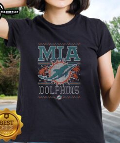 Premium Miami Dolphins Holiday Ladies Tee in vibrant colors, perfect for festive fans. Show your team spirit this season!