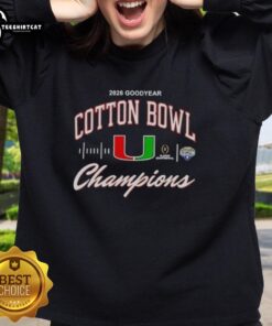 Premium Miami Hurricanes 2026 Cotton Bowl Champions CFP Classic Sweatshirt featuring team colors and logo.