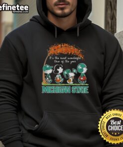 Premium Michigan State Spartans X Peanuts Snoopy hoodie for autumn, celebrating the most wonderful time of the year.
