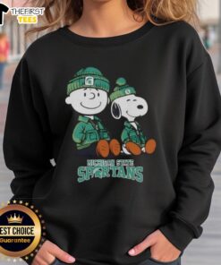 Alt Text: Premium Michigan State Spartans X Snoopy and Charlie Brown sweatshirt featuring vibrant graphics and cozy design.