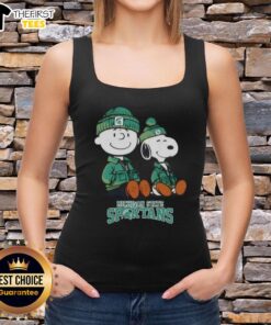 Premium Michigan State Spartans X Snoopy and Charlie Brown tank top featuring vibrant colors and a playful design.