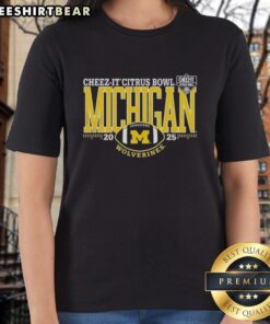 Premium Michigan Wolverines Cheez-It Citrus Bowl 2025 ladies tee featuring vibrant team colors and stylish design.