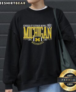 Premium Michigan Wolverines Cheez-It Citrus Bowl 2025 sweatshirt in navy blue, featuring team logo and cozy design.