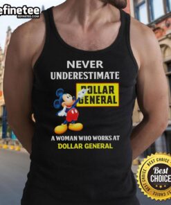 Premium Mickey Never Underestimate Dollar General tank top for women, showcasing a stylish design perfect for Dollar General employees.