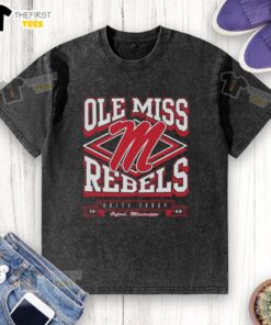 Premium Mississippi Rebels Heater Washed T-Shirt in navy blue, featuring the Rebels logo for fans and stylish casual wear.