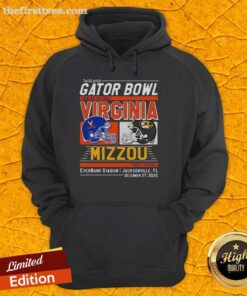 Alt Text: Premium Missouri Tigers vs Virginia Cavaliers 2025 TaxSlayer Gator Bowl hoodie featuring team logos and vibrant design.