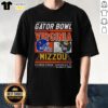 Premium Missouri Tigers vs Virginia Cavaliers 2025 TaxSlayer Gator Bowl head-to-head T-shirt design featuring bold team logos.