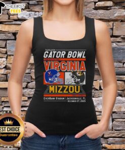 Premium Missouri Tigers vs Virginia Cavaliers 2025 TaxSlayer Gator Bowl head-to-head tank top featuring vibrant team graphics.