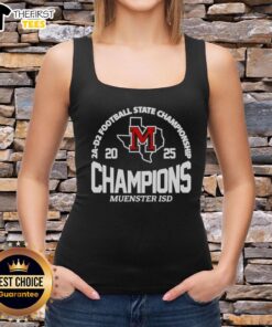 Premium Muenster ISD 2A D2 Football State Champions tank top featuring vibrant team colors and logo design.
