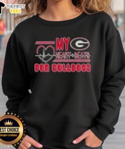 Premium My Heart Beats for Georgia Bulldogs Football Sweatshirt in red and black, perfect for game day.